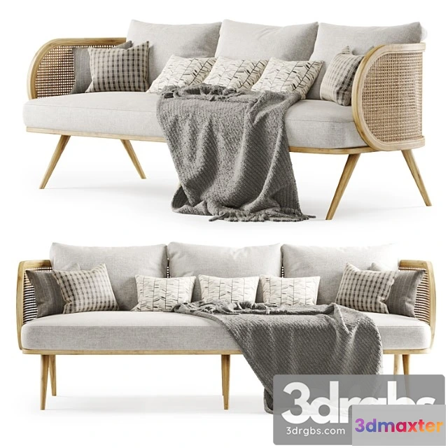 1037340 - Three-seater rattan sofa