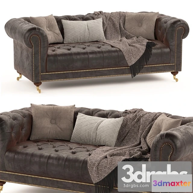 1037420 - Vintage chesterfield brown leather
