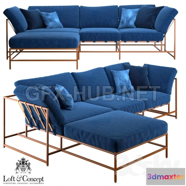 1077824 - Corner sofa Indigo Denim and copper Sectional - 211381