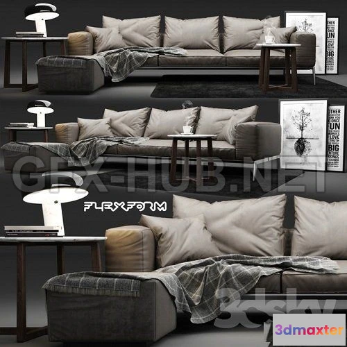 1081004 - Flexform Lifesteel Sofa 3d model - 214561