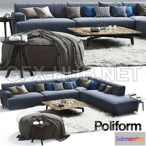 1089300 - Poliform Soho corner sofa Elise Mad Tribeca Coffe Table - 222857