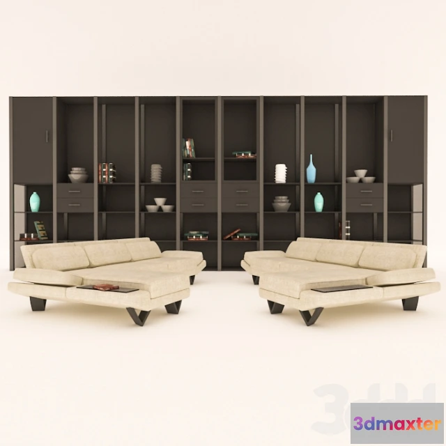 1091964 - sofa and shelf (pottery,books) - 225521