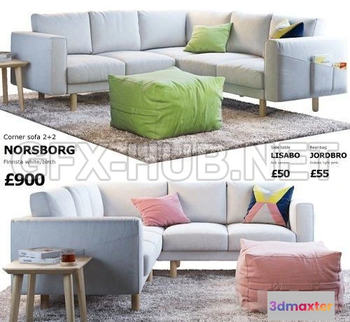 1092090 - Sofa Ikea Norsborg 4 (angular) 3d Model - 225647