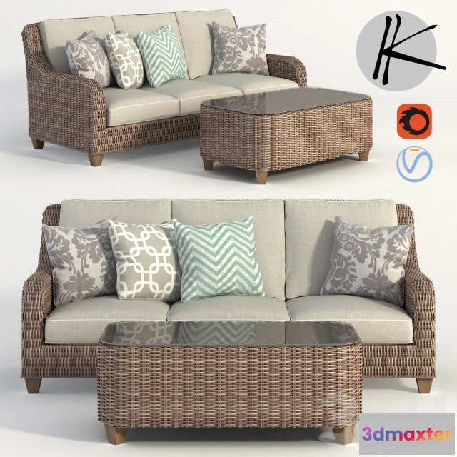 1095154 - wicker rattan sofa - 228711