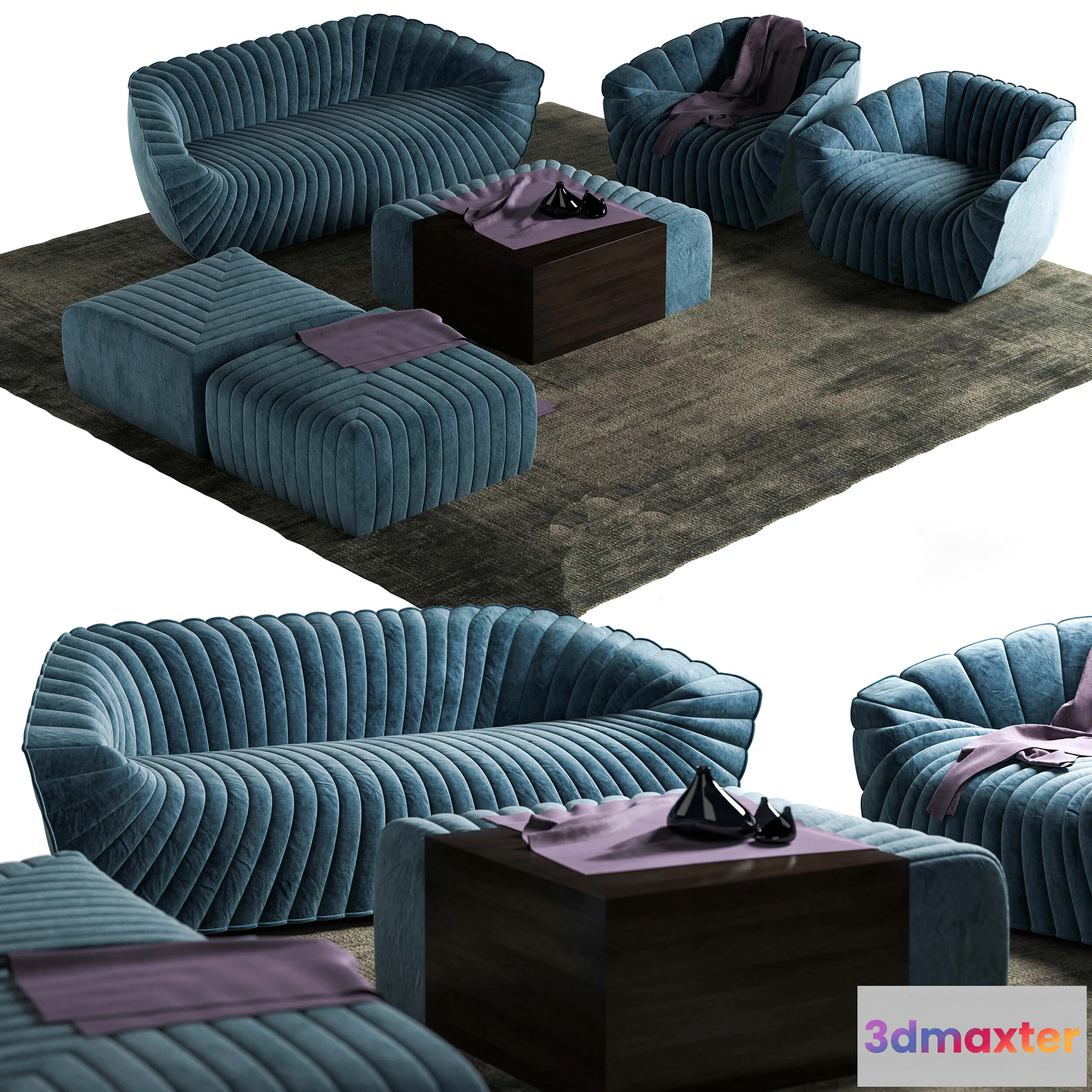 1192252 - SOFA - Chic blue sofa set 008