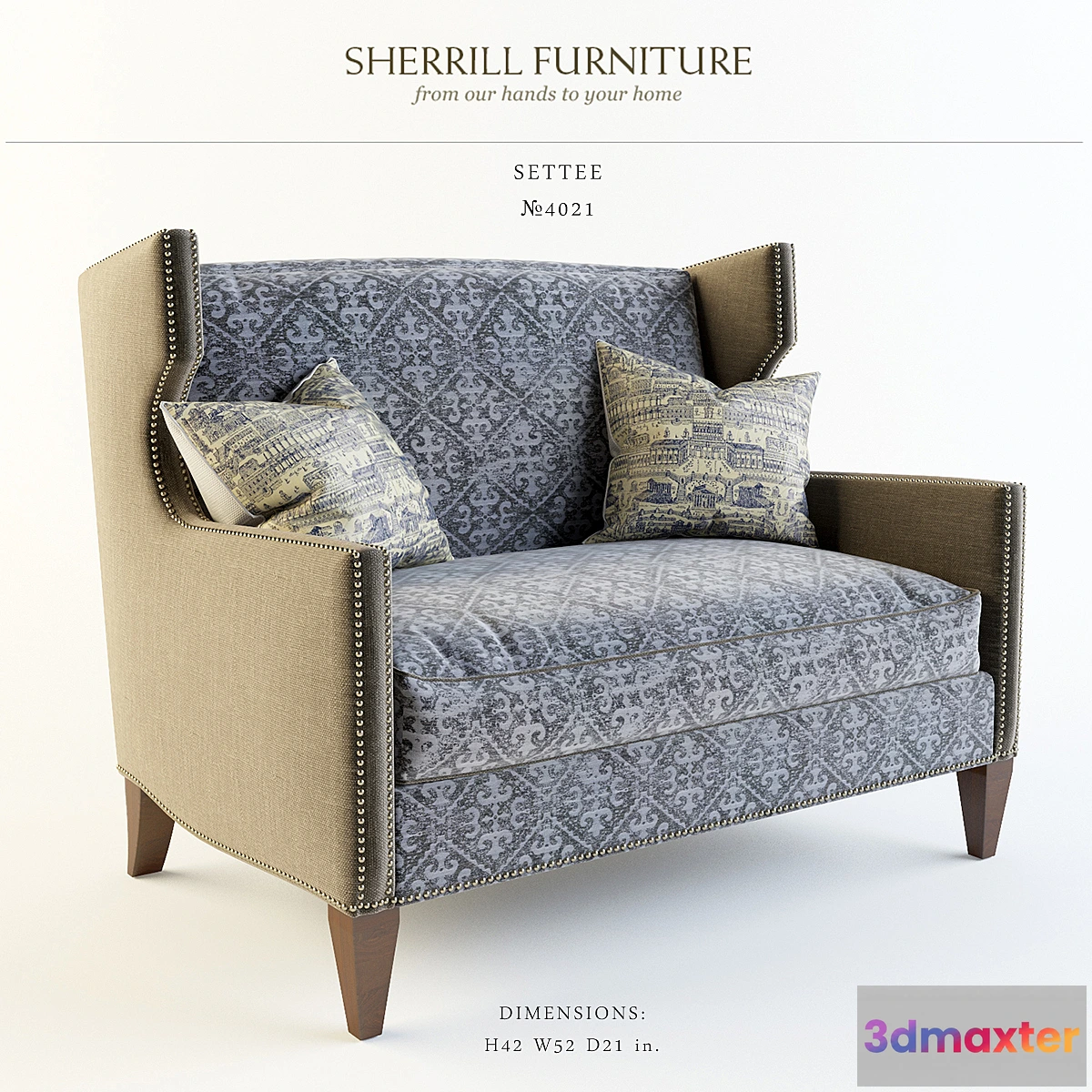 1278706 - Sherrill Furniture_Settee_№4021 3D Max