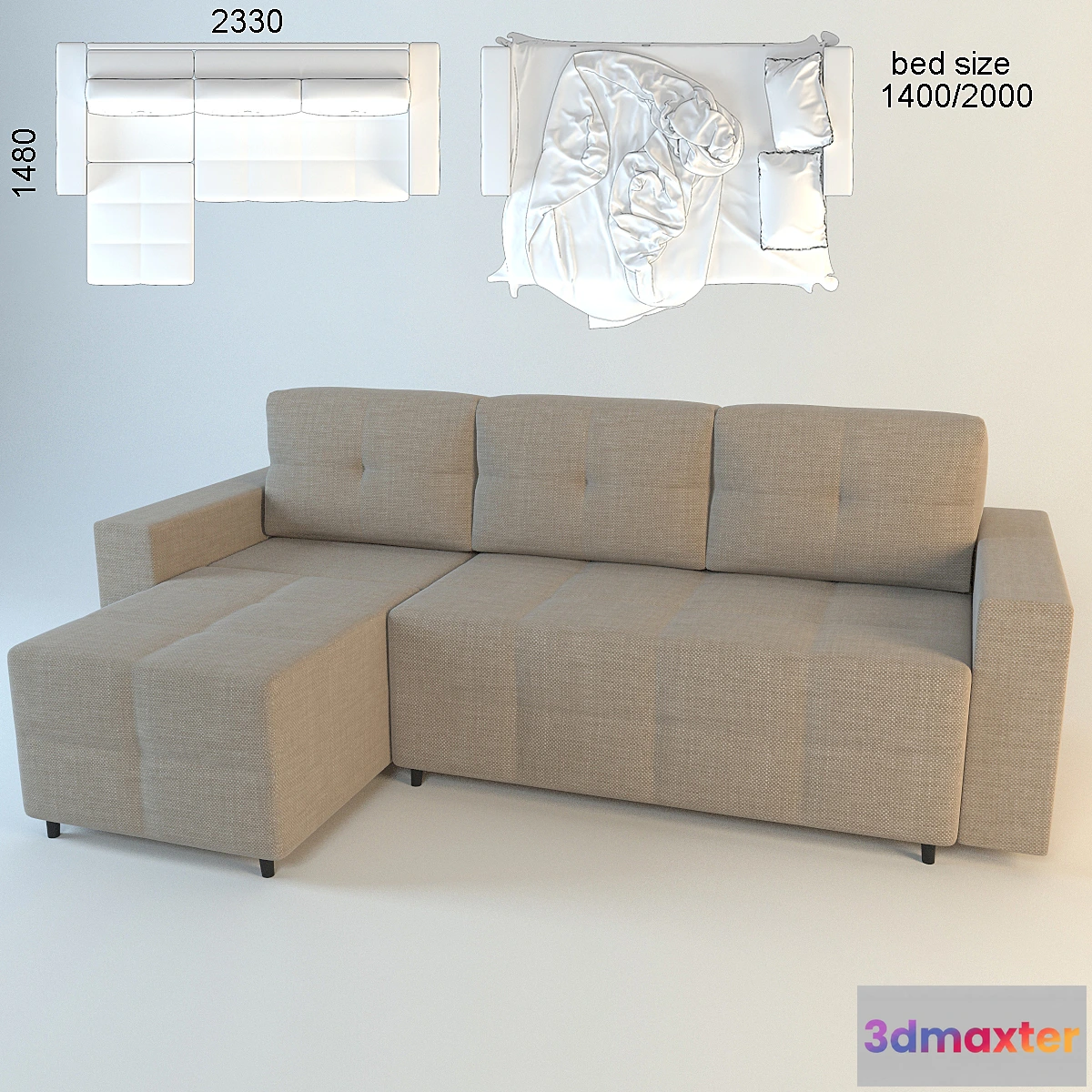 1280268 - Sofa Domino 3D Max
