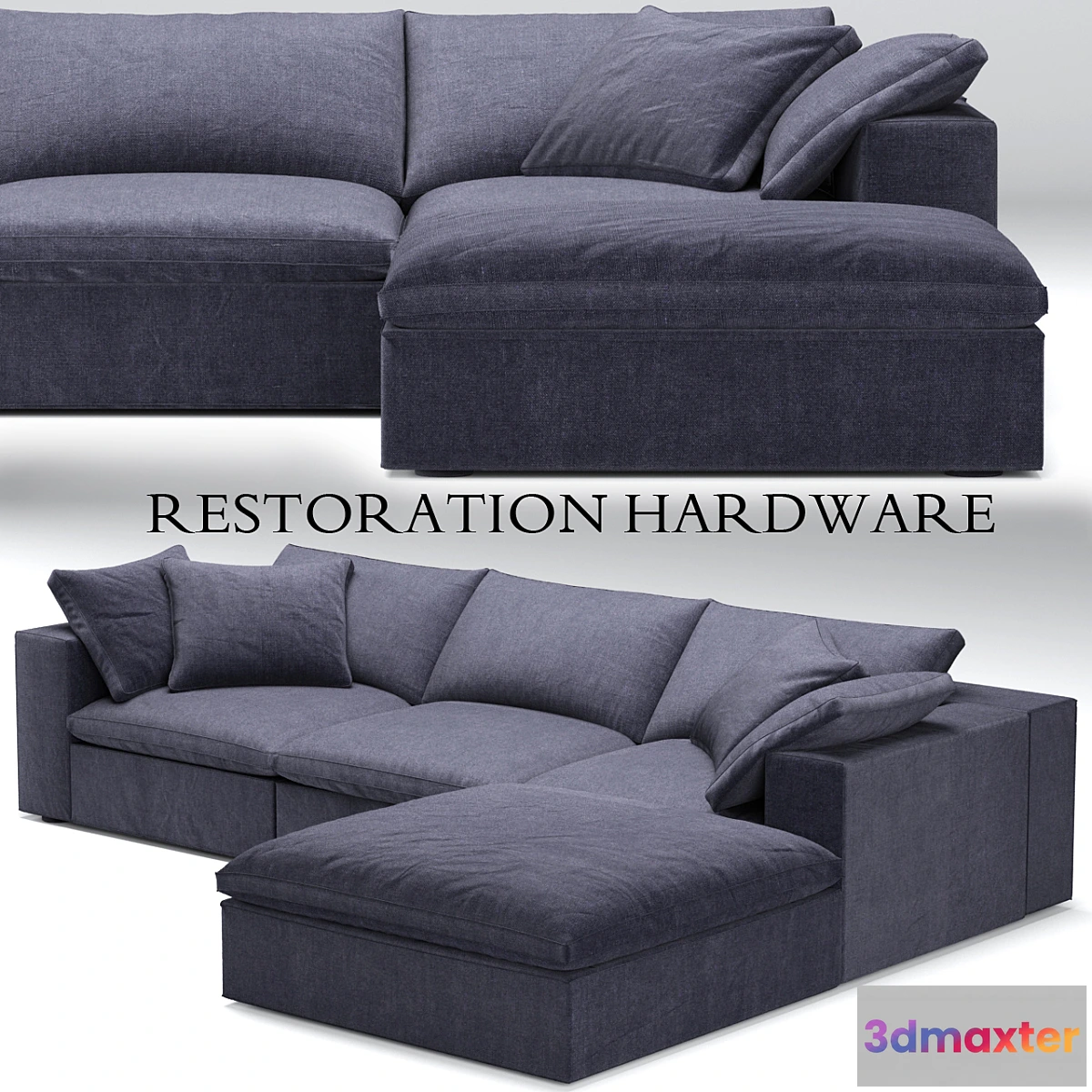 1287982 - Restoration Hardware Cloud Modular blue sofa 3D Max