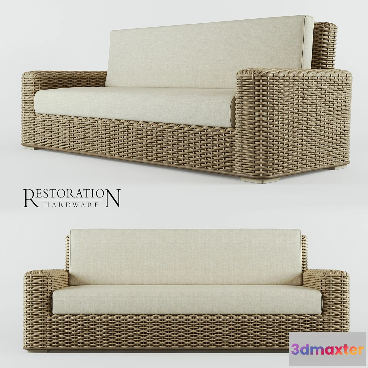 1289268 - RH Antilles Rattan Sofa 3D Max