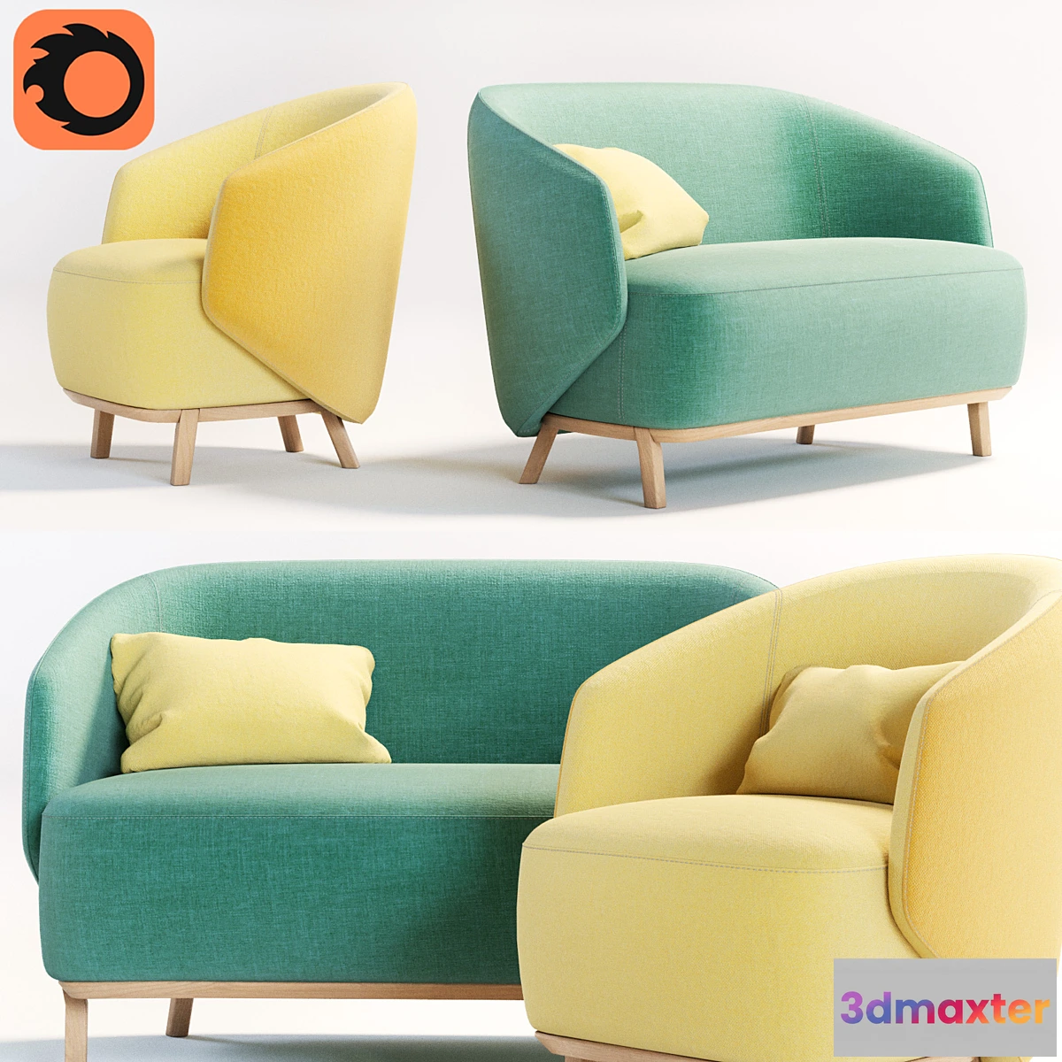 1290341 - CONCHA Armchair & CONCHA Small sofa 3D Max