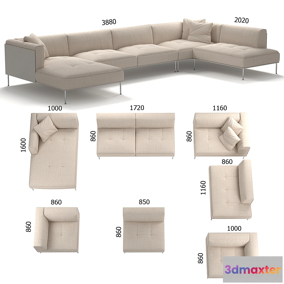 1290581 - Living Divani ROD Sectional Sofa 3D Max