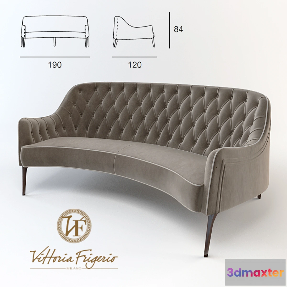1291957 - Sofa Poggi.Small sofa bergere capitone 3D Max