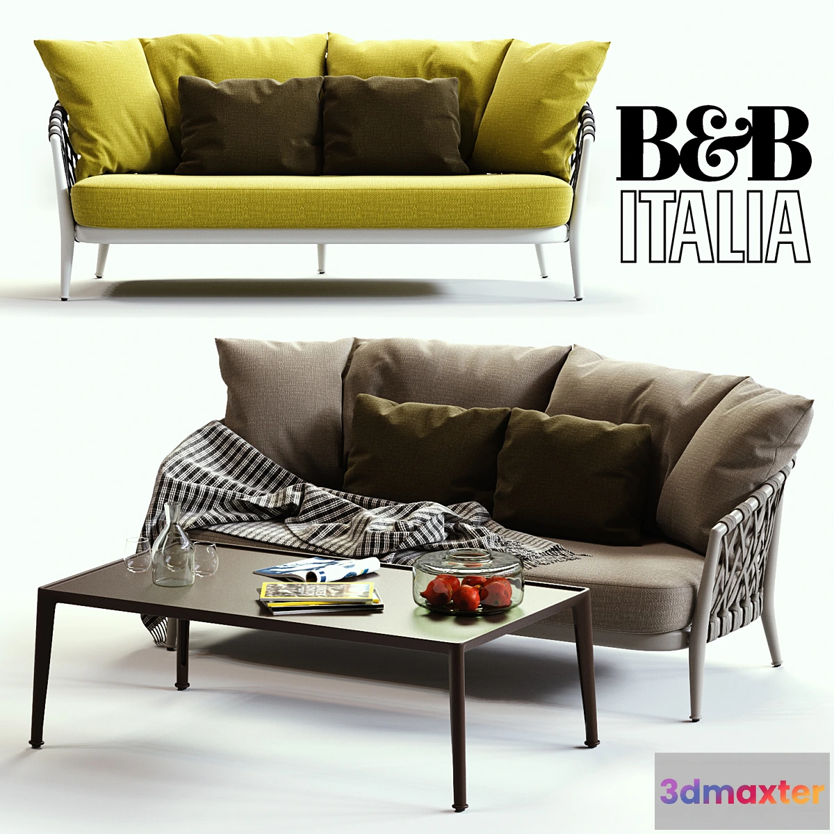 1291973 - B & B Italia ERICA Grey & Yellow Sofa 3D Max