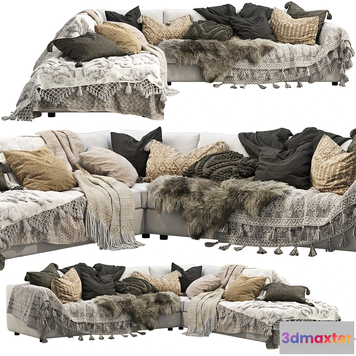 1294047 - EQ3 Cello 3-Piece Sectional Sofa 3D Max