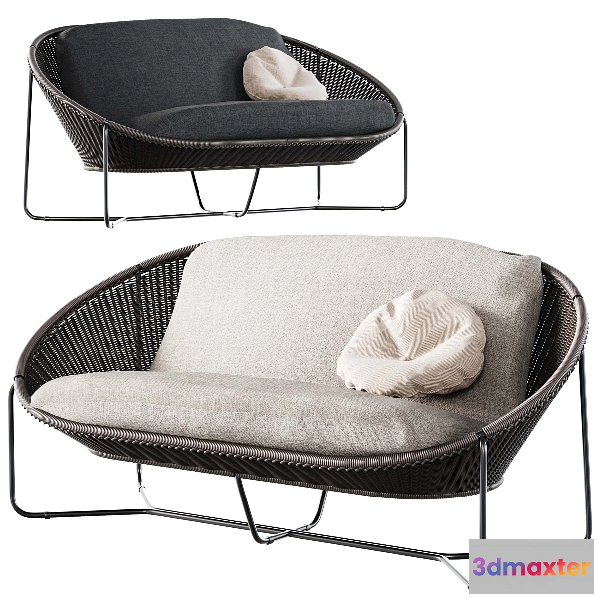 1298838 - Morocco Graphite Oval Loveseat Crate and Barrel 3D Max