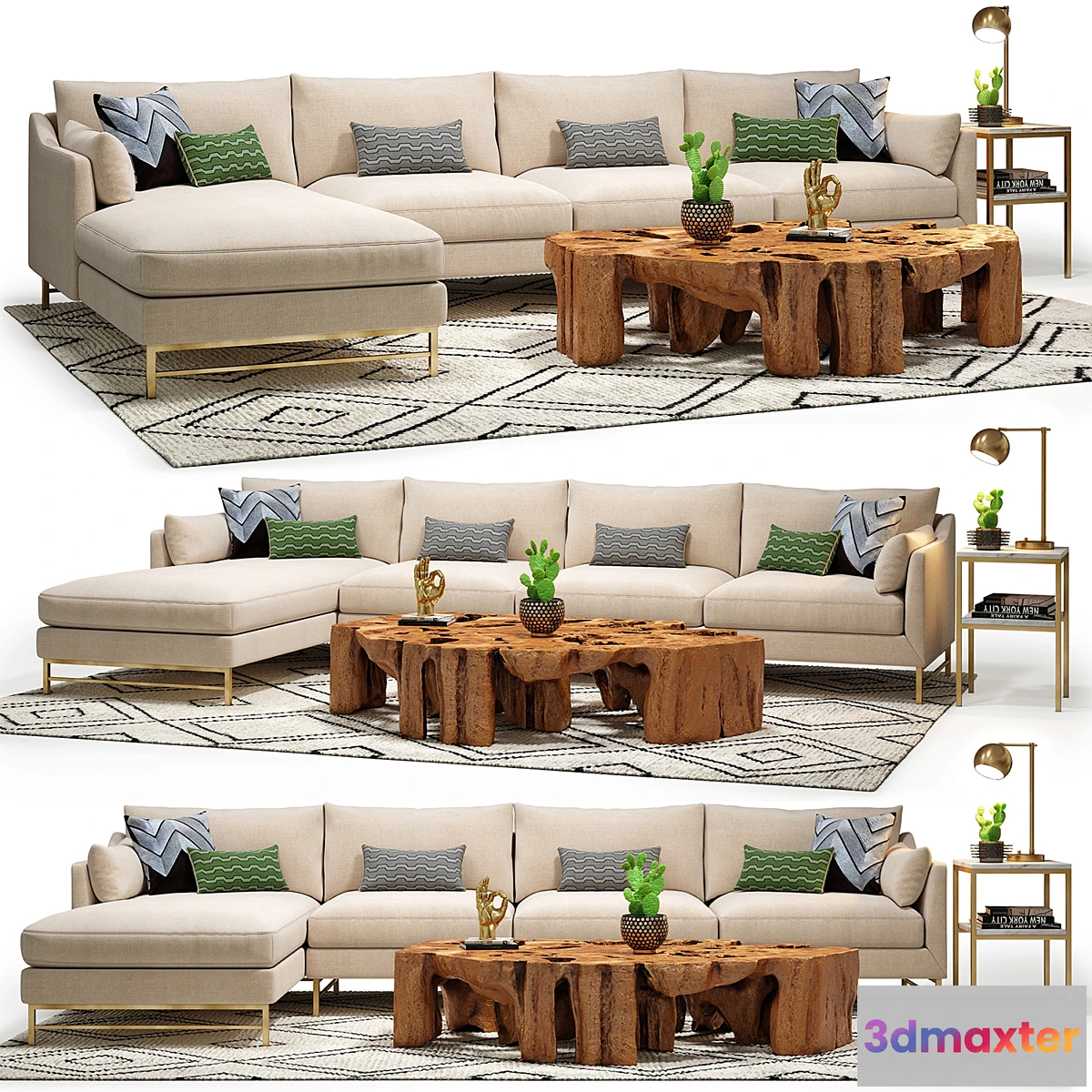 1298987 - Benson Sectional & Meteor Coffee Table Set 3D Max