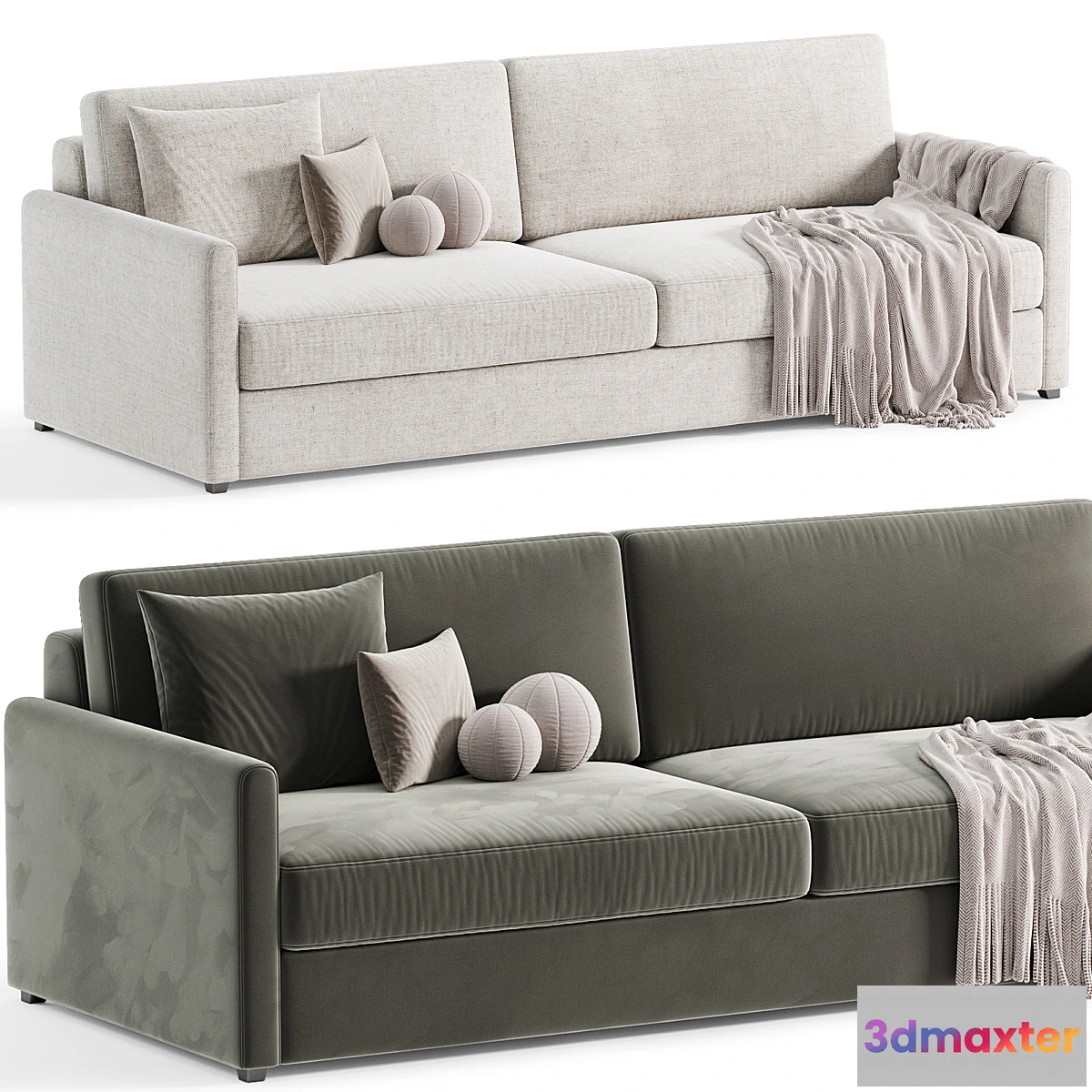 1300237 - MALEA COGNAC BROWN VELVET SOFA By CB2 - No.2 3D Max