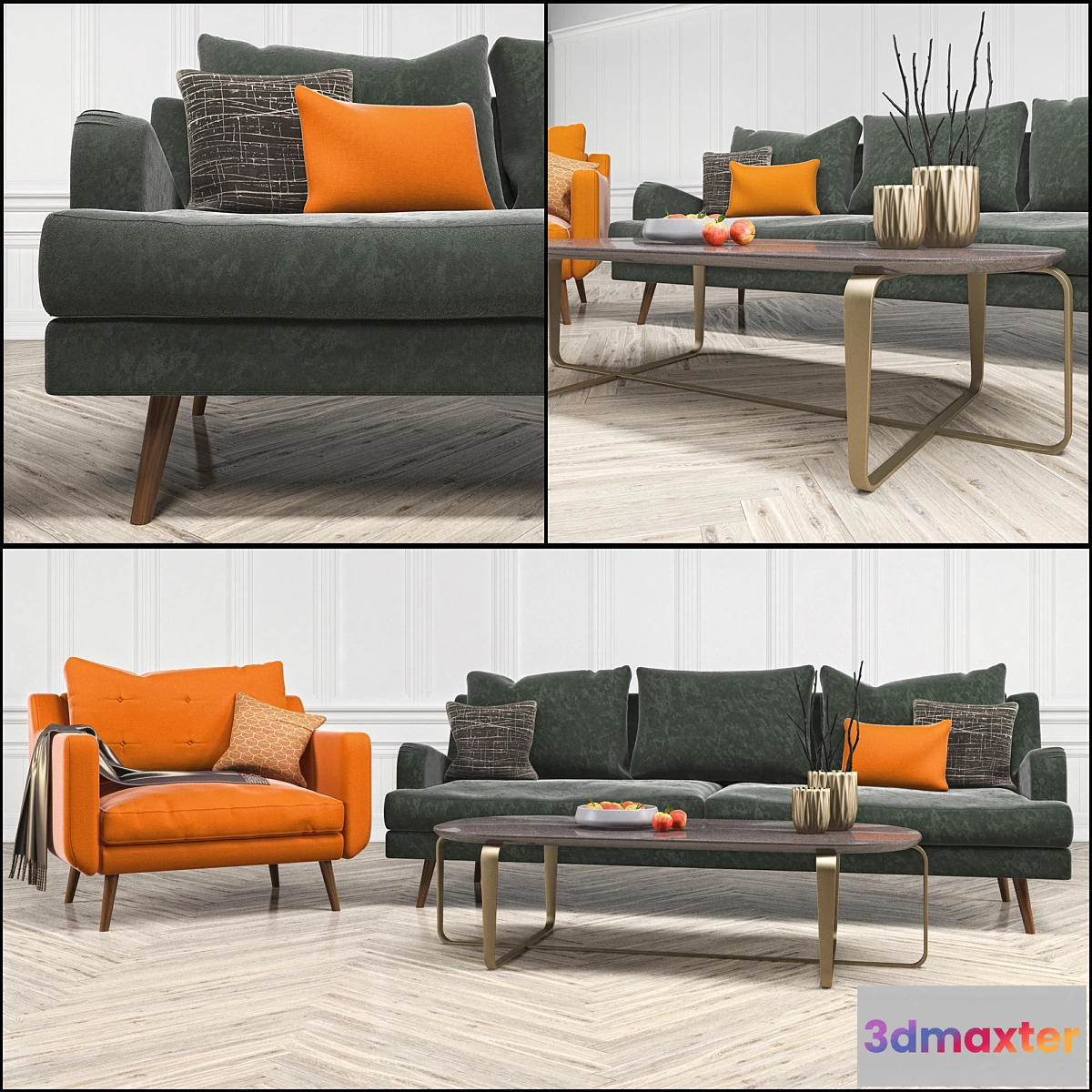 1301931 - Mid Century Sofa and Chair set # 3 3D Max