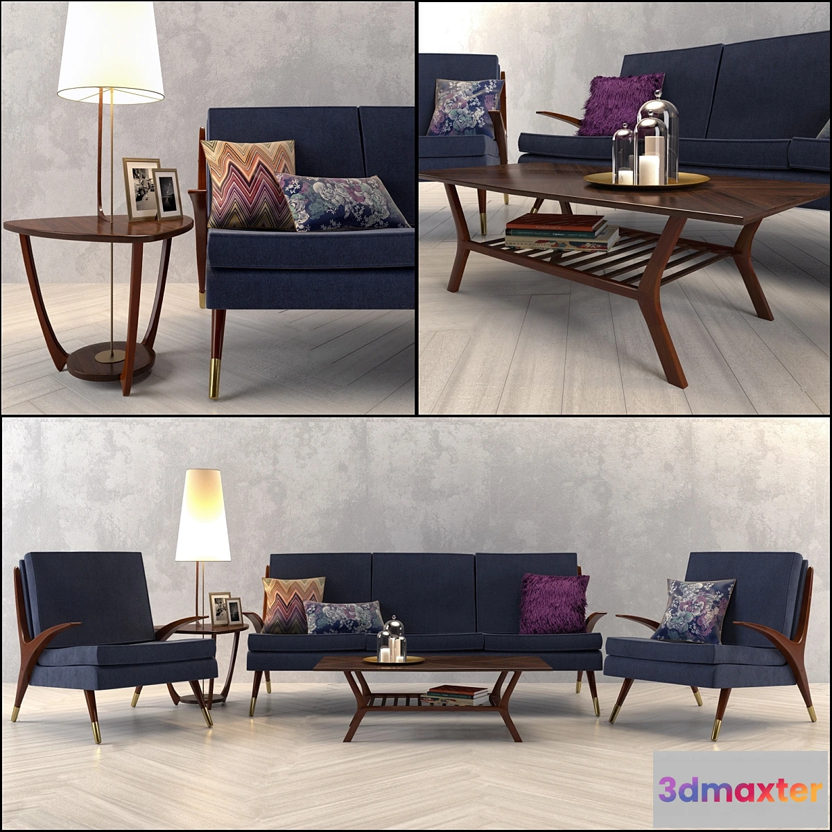 1305071 - Mid Century Sofa and Chair set # 2 3D Max