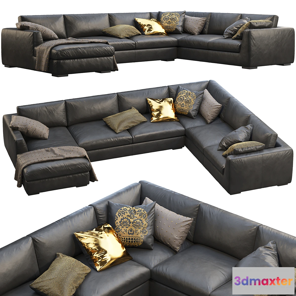 1306662 - RH Modena Taper Arm U-Sofa Chaise Sectional Sofa 3D Max