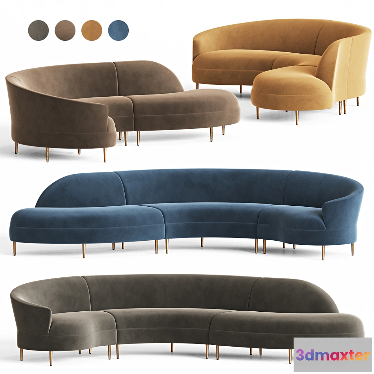 1308494 - Grace Serpentine Sectional Sofa 3D Max