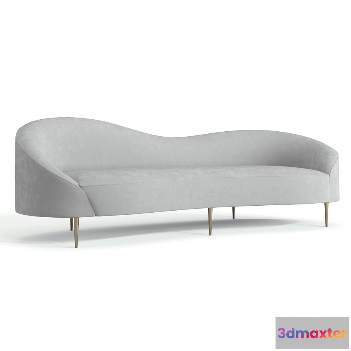 1311810 - Curvo Light Gray Velvet Sofa 3D Max