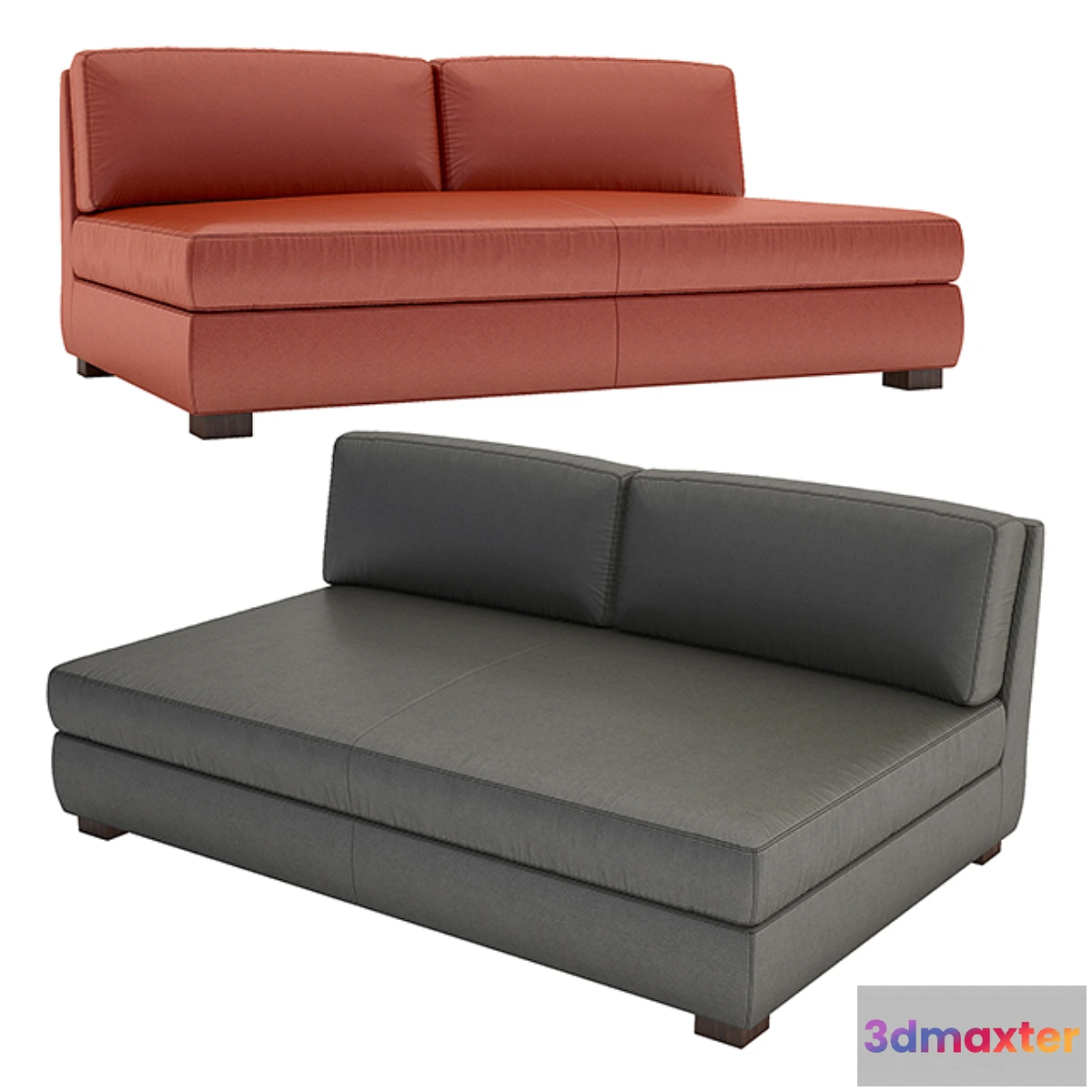 1323647 - Hayden Leather Armless Sofa 3D Max