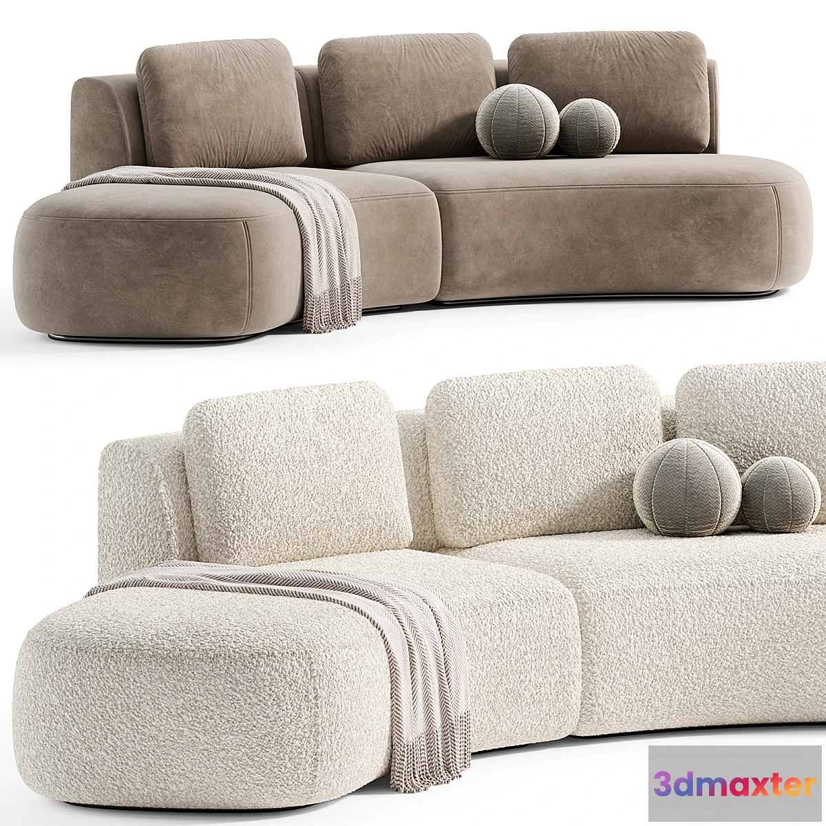 1325301 - Pebble Boucle Curved Modular Sofa by deluxdeco - No.2 3D Max
