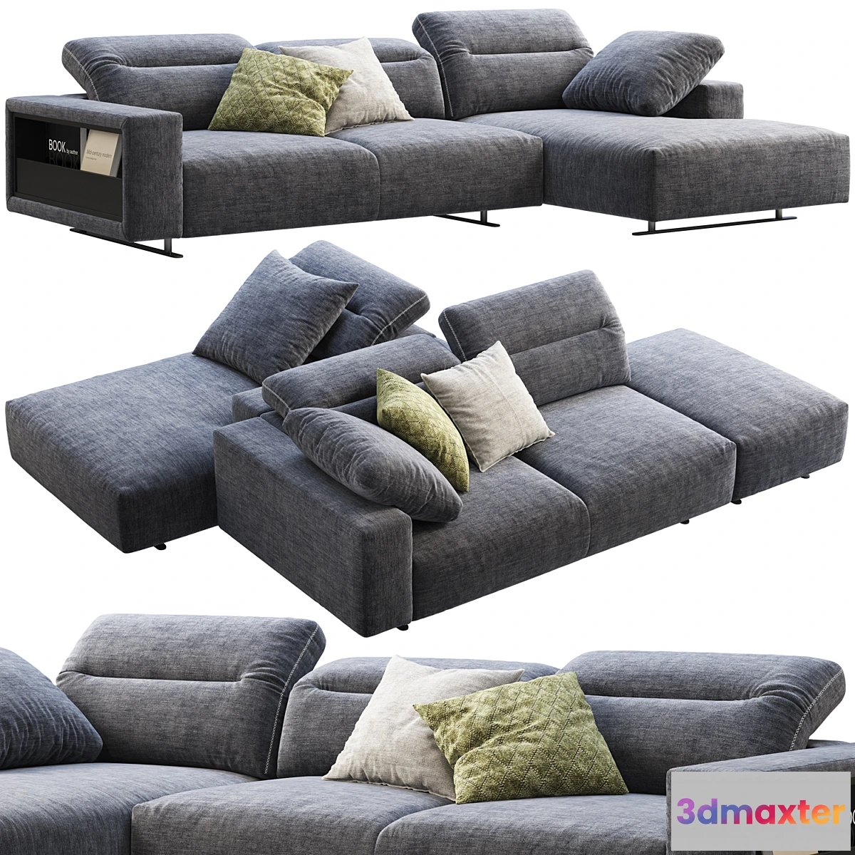 1328001 - BoConcept Hampton chaise lounge fabric sofas (2 options) 3D Max
