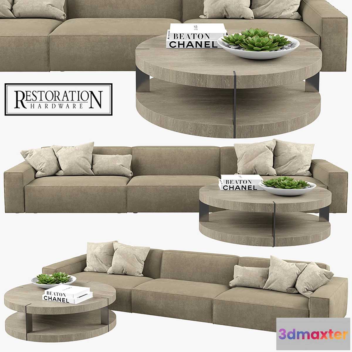 1328310 - Restoration Hardware - Como Modular Fabric Sofa 3D Max