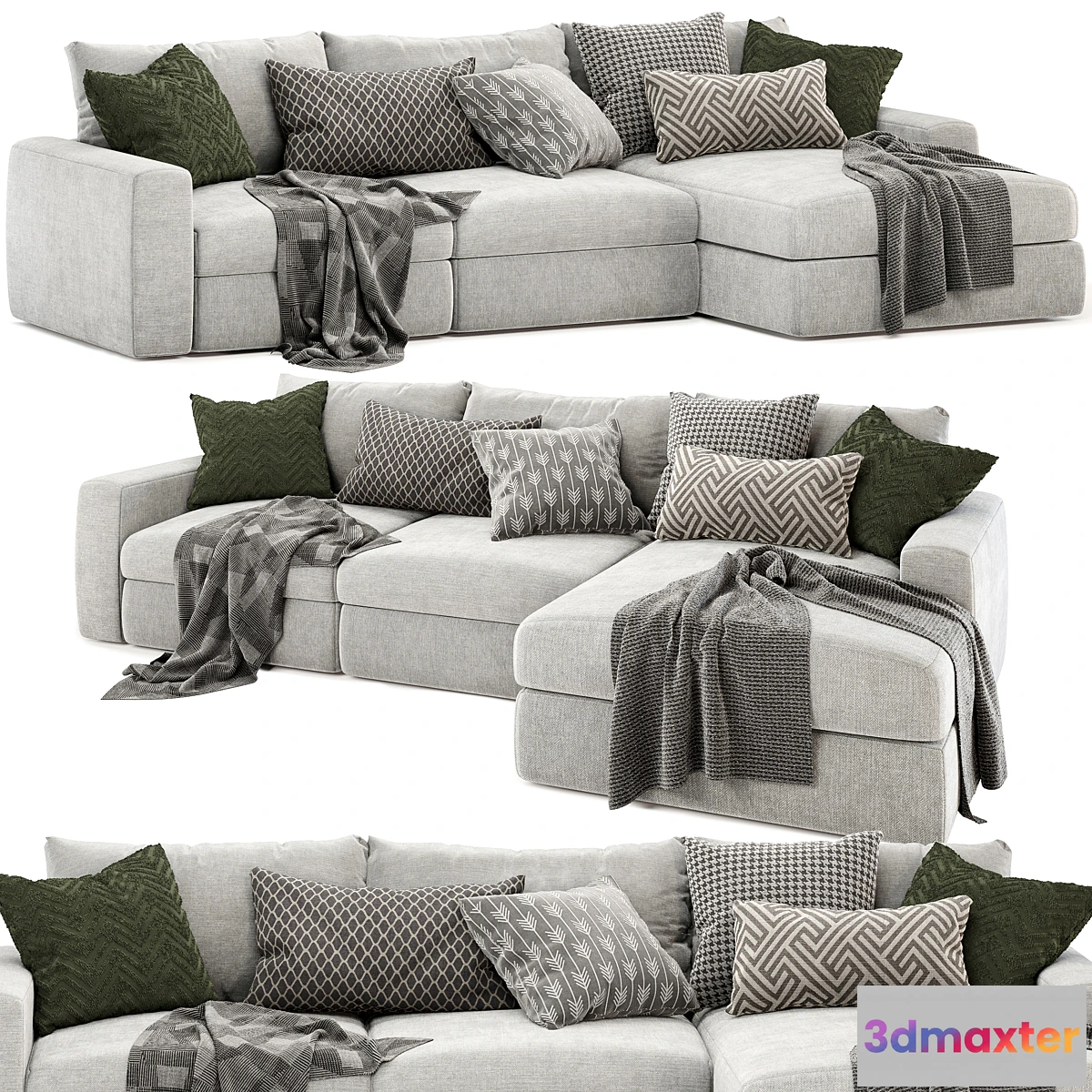 1329233 - lounge sofa with chaise 3D Max