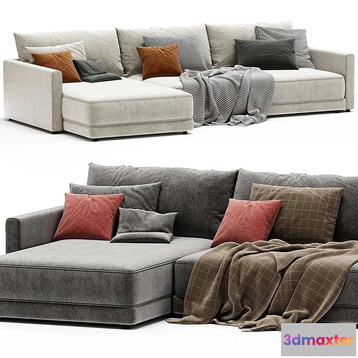 1333268 - Gather Deep 2 Piece Left Arm Wide Chaise Sectional Sofa - No.2 3D Max