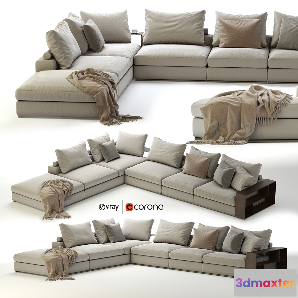 1336352 - Flexform Groundpiece Sectional Sofa 3D Max