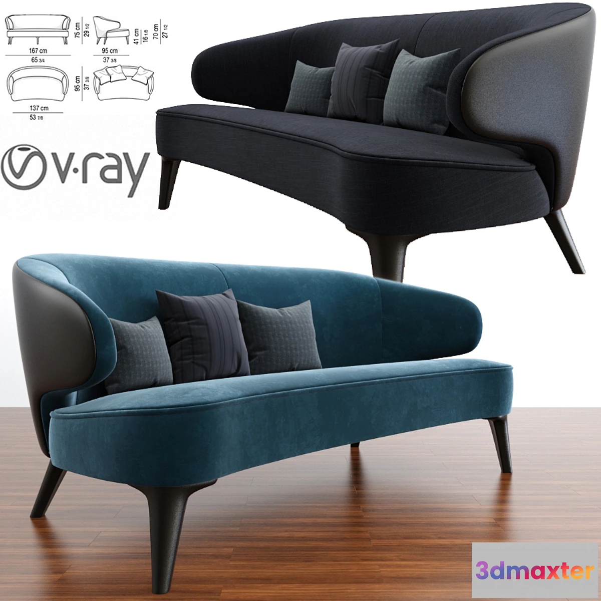 1336627 - Minotti Aston Little Sofa With Parquet 3D Max