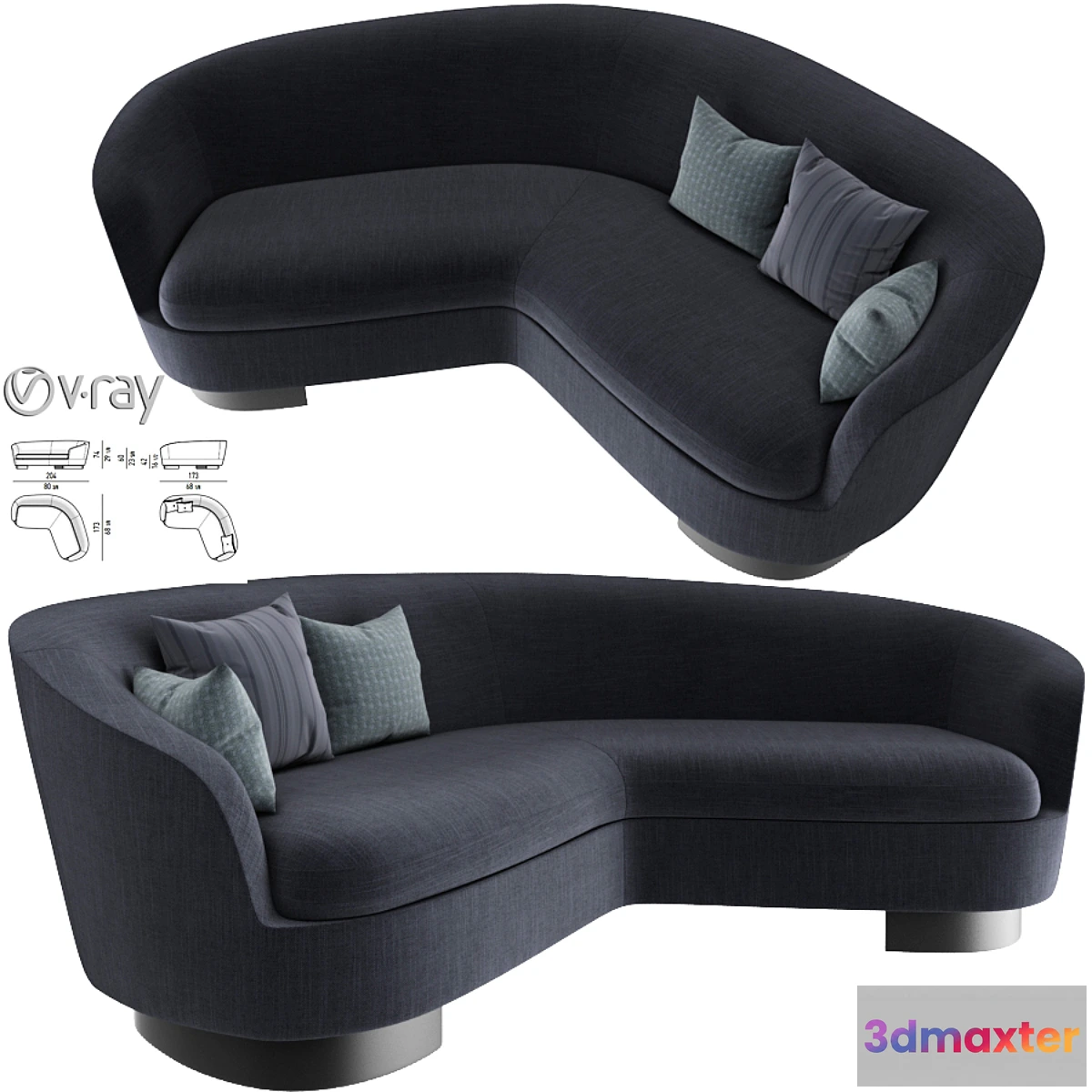 1340672 - Minotti Jacques Curved Sofa 3D Max