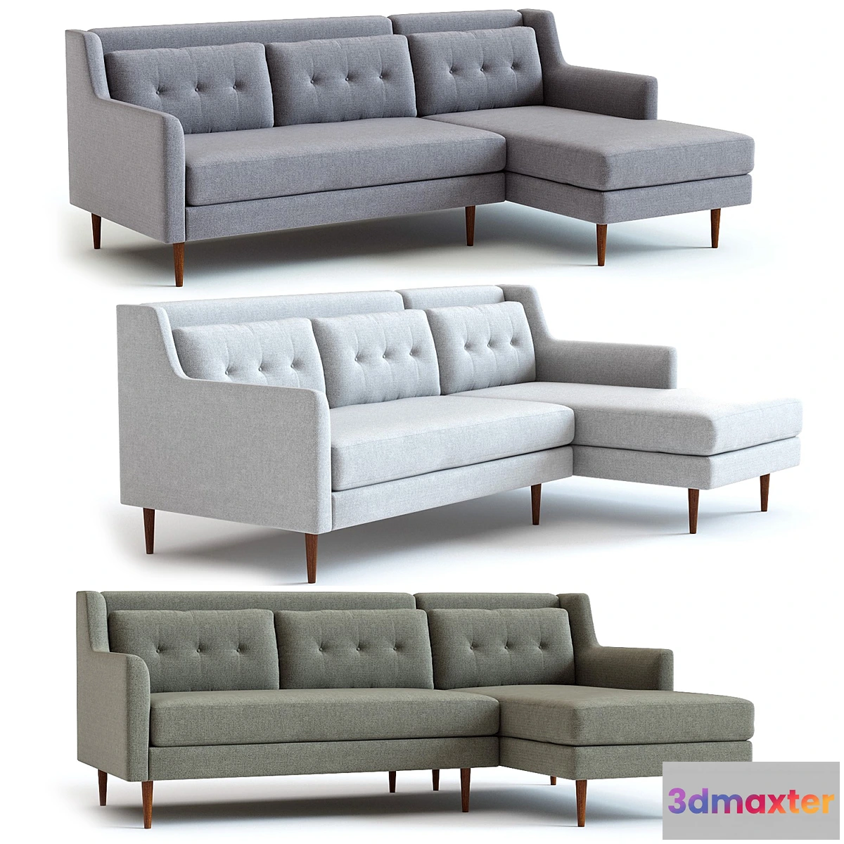 1342107 - West Elm Crosby 2-Piece Sectional 3D Max