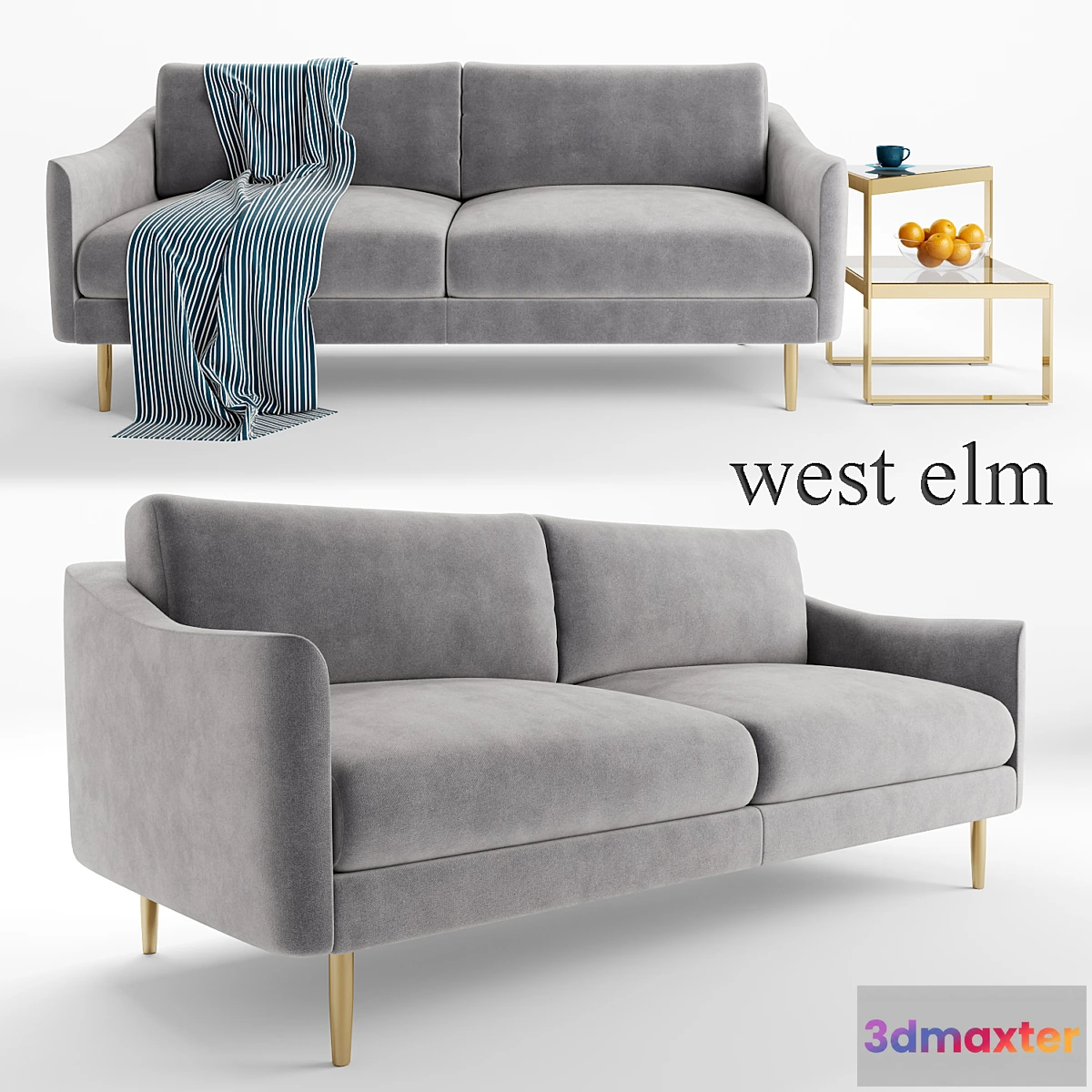 1349995 - Sloane Sofa and Staggered plane side table - West Elm 3D Max