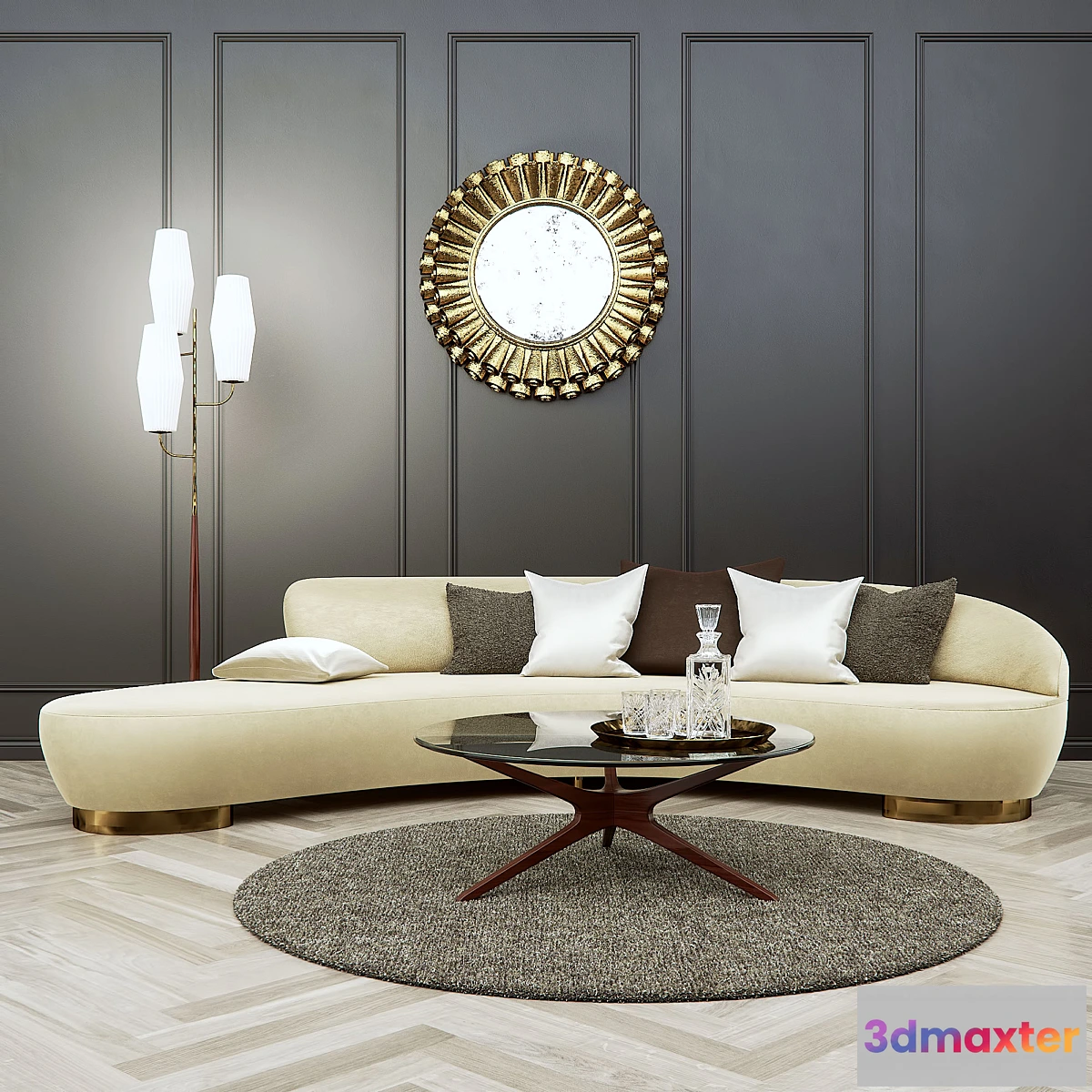 1351517 - Vladimir KAGAN Free Form Curved Sofa 3D Max