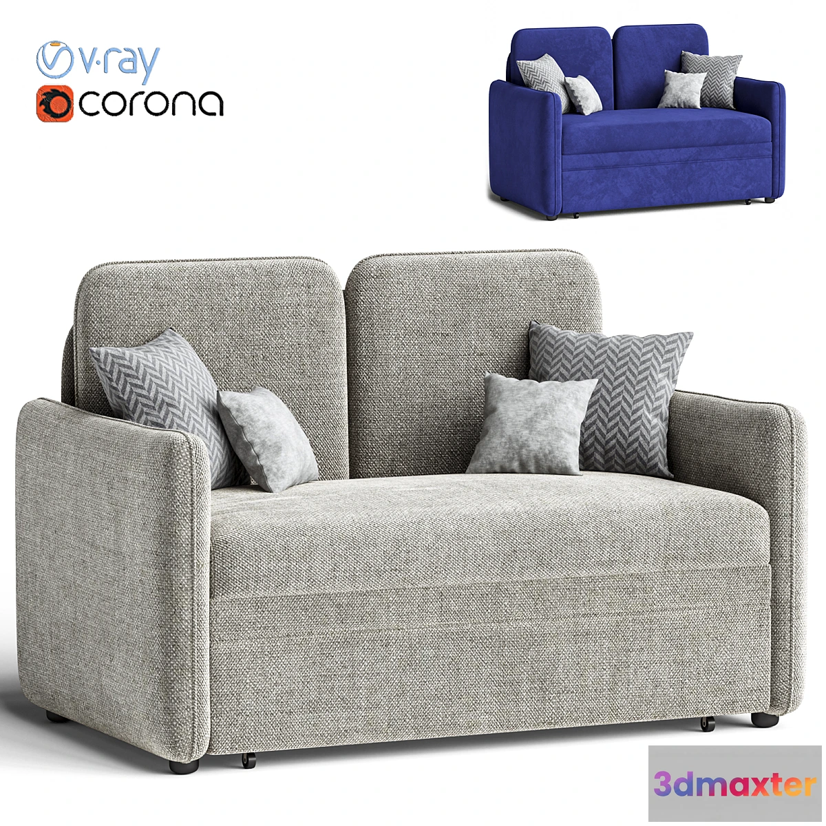 1355267 - sofa bed Cases Textile Light - No.2 3D Max