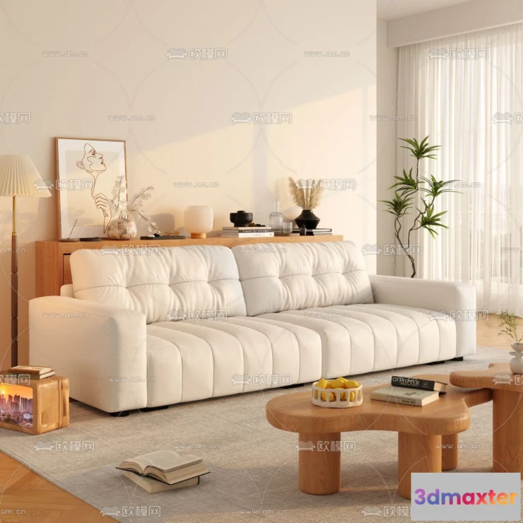 1362402 - Sofa 3D Model with Cream Color - Furniture 3DS Max - 003 3D Max