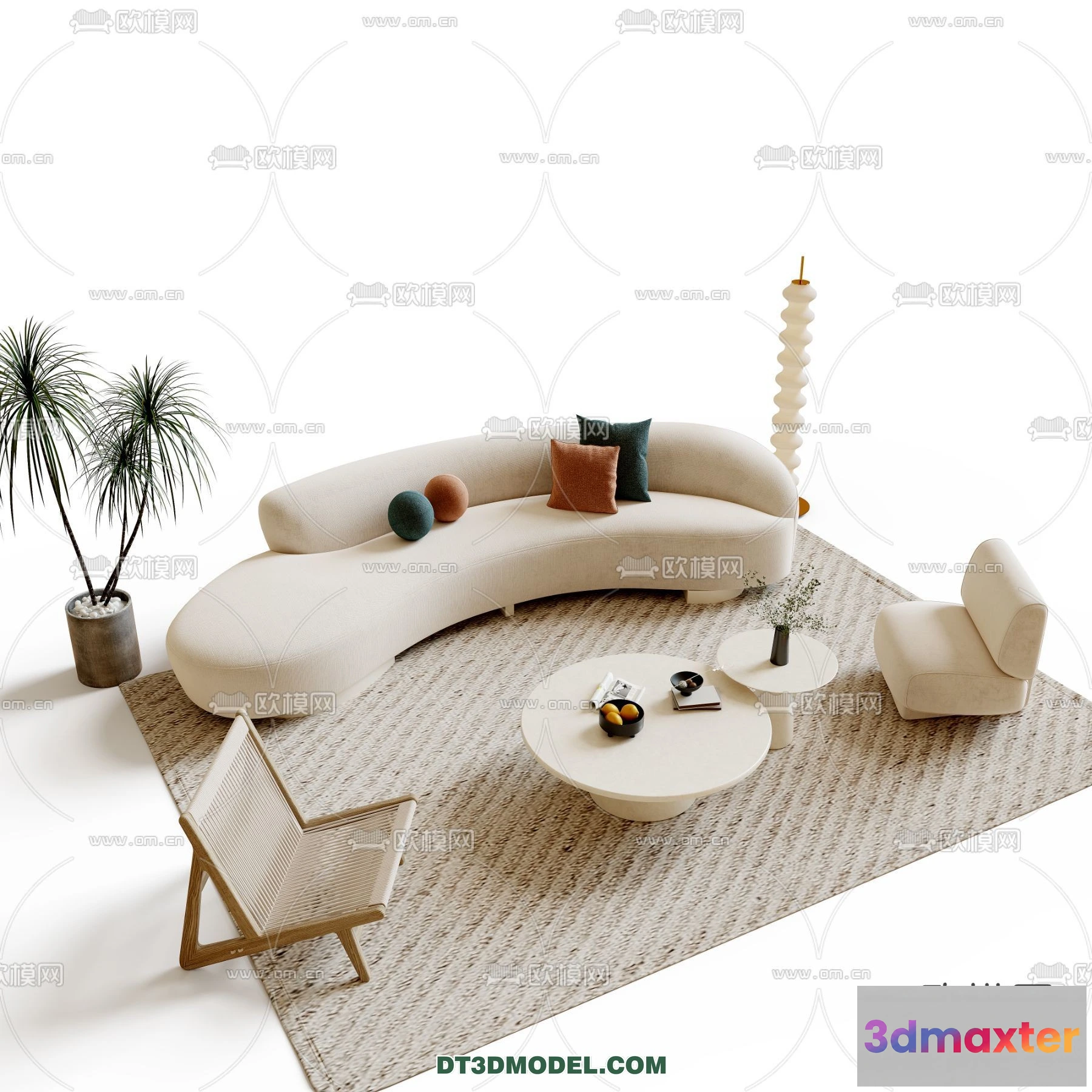 1363134 - Sofa 3D Model with Cream Color - Furniture 3DS Max - 013 3D Max