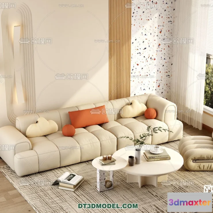 1363668 - Sofa 3D Model with Cream Color - Furniture 3DS Max - 021 3D Max
