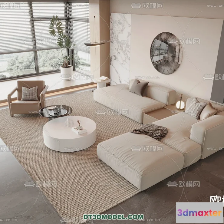 1364012 - Sofa 3D Model with Cream Color - Furniture 3DS Max - 026 3D Max
