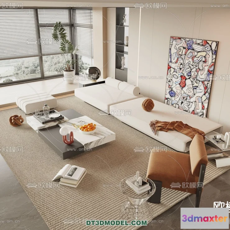 1364149 - Sofa 3D Model with Cream Color - Furniture 3DS Max - 028 3D Max