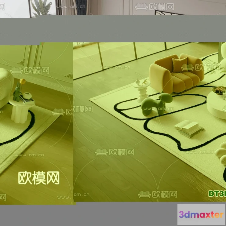 1364564 - Sofa 3D Model with Cream Color - Furniture 3DS Max - 034 3D Max