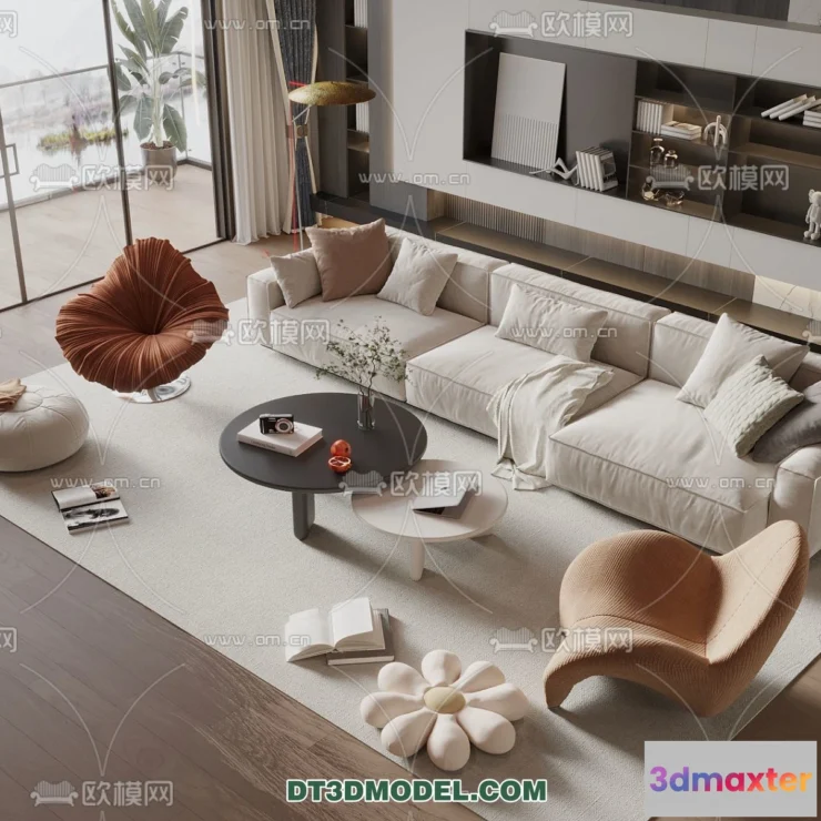 1364768 - Sofa 3D Model with Cream Color - Furniture 3DS Max - 037 3D Max