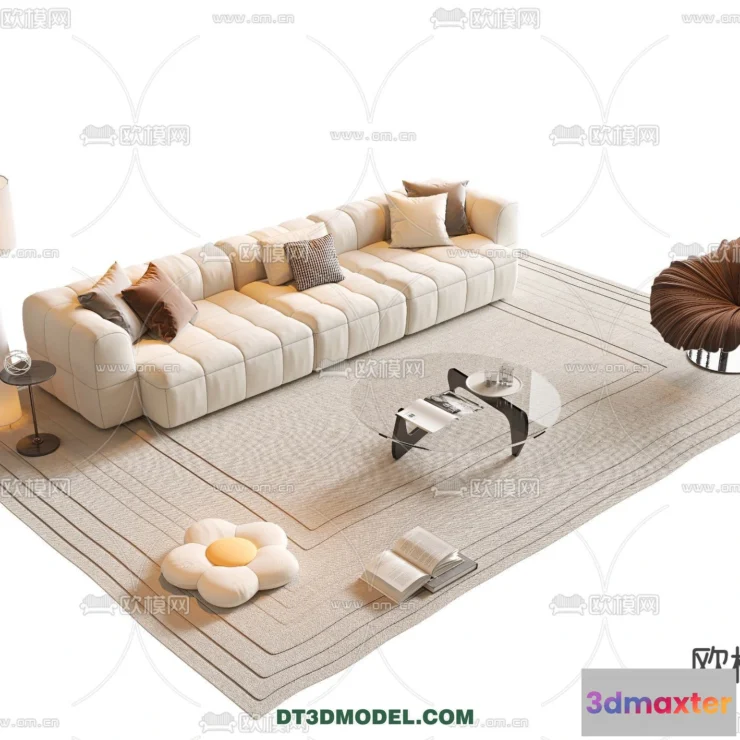 1365275 - Sofa 3D Model with Cream Color - Furniture 3DS Max - 044 3D Max