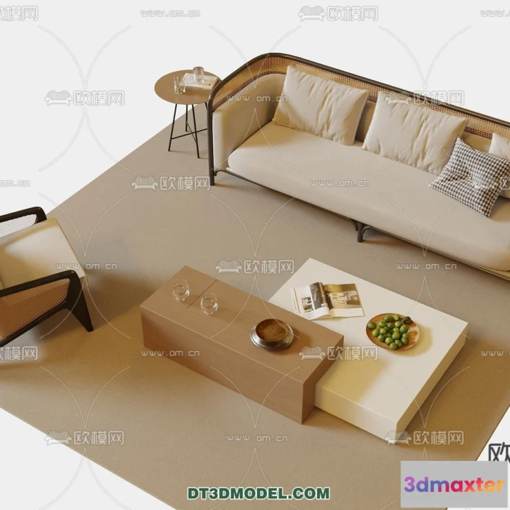 1365843 - Sofa 3D Model with Cream Color - Furniture 3DS Max - 052 3D Max