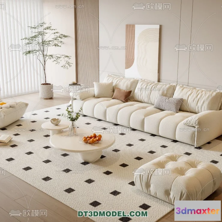 1365976 - Sofa 3D Model with Cream Color - Furniture 3DS Max - 054 3D Max