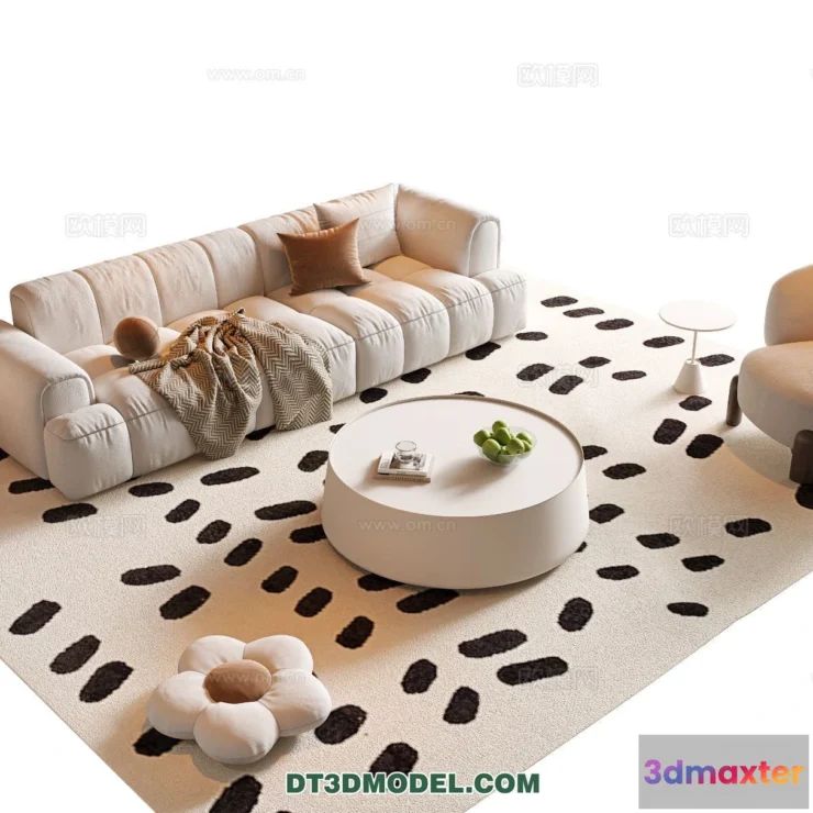 1366576 - Sofa 3D Model with Cream Color - Furniture 3DS Max - 063 3D Max